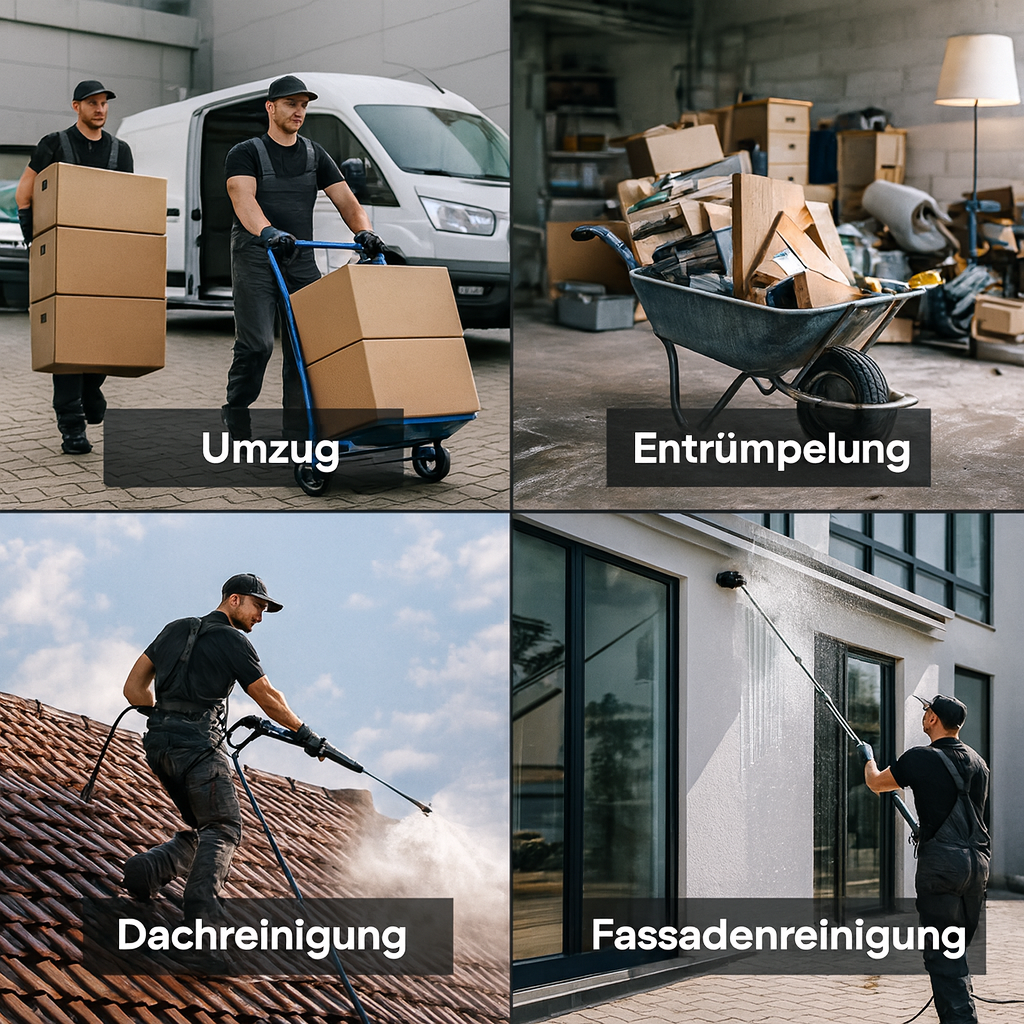 Umzug, Entrümpelung, Dachreinigung, Fassadenreinigung